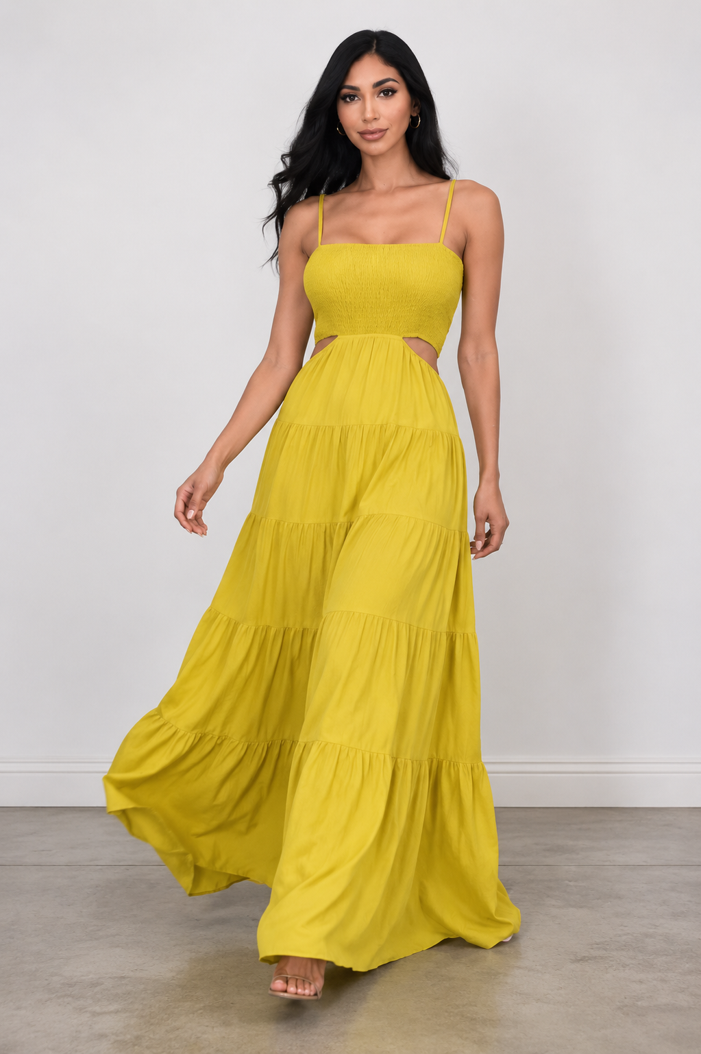 Vestido Maxi Cut-Out Mustard