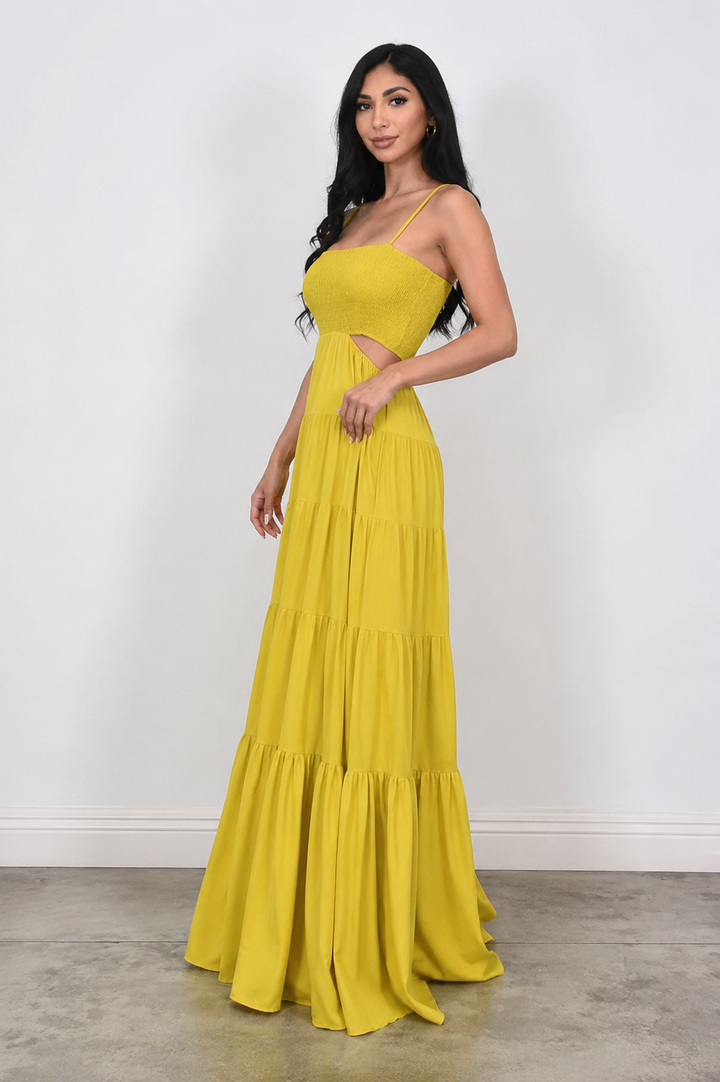 Vestido Maxi Cut-Out Mustard