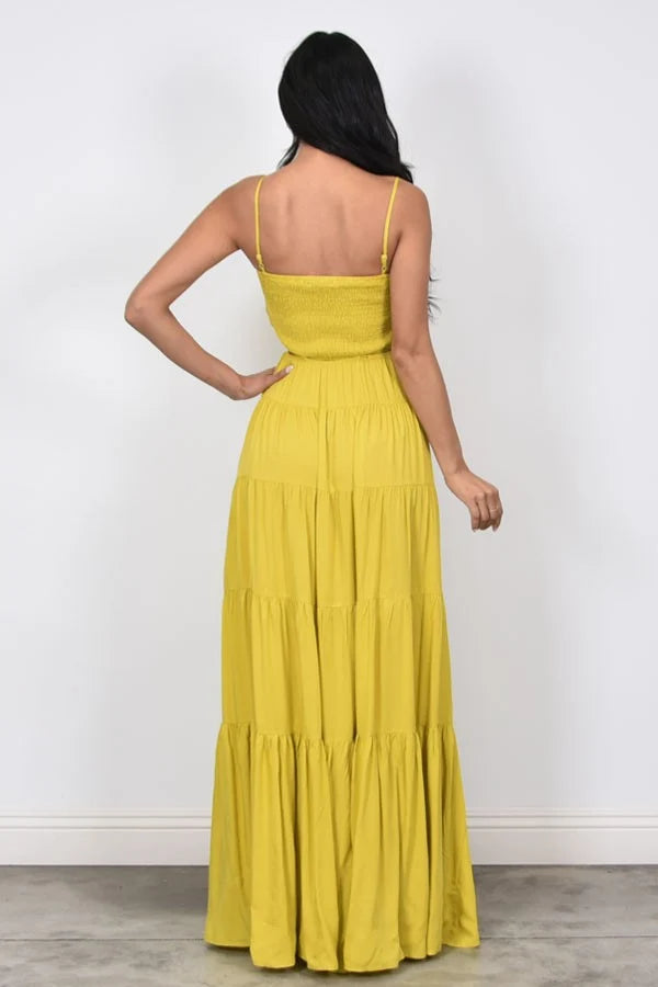 Vestido Maxi Cut-Out Mustard